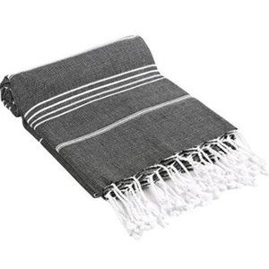 TURKISH BATH TOWEL FARM BOHO black white stripes